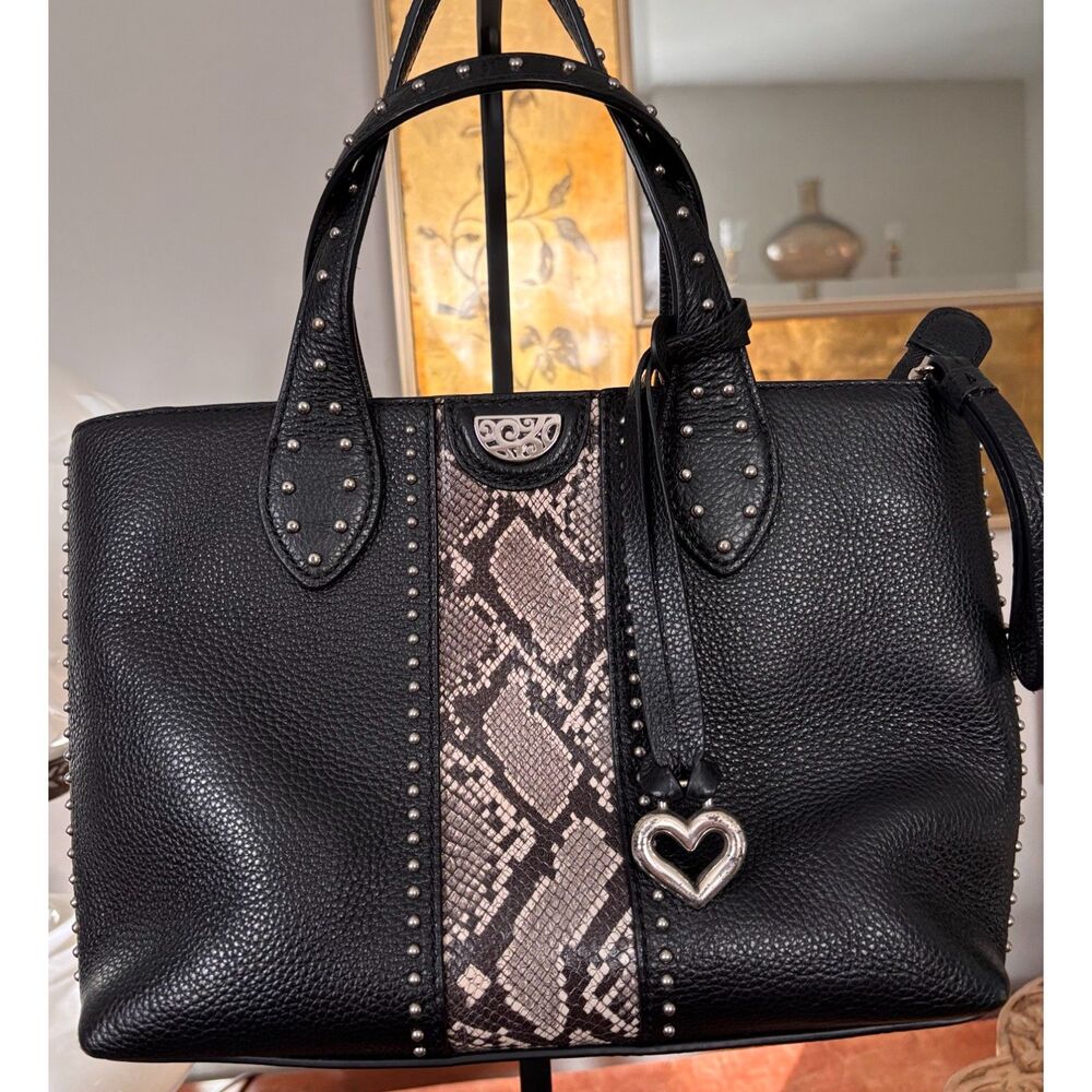 Brighton "Pretty Tough" Zoey  BLK Python Print Studded Tote